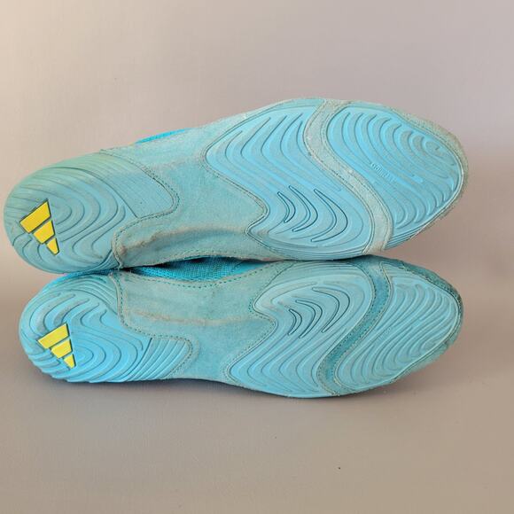 Rare Adidas Adizero Wrestling Shoes Blue Yellow Pink Size 12 - Picture 14 of 16